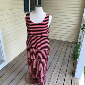 R&M Richards Woman Maxi Dress Shingle Tiered Plus Size 1X Striped Multicolor